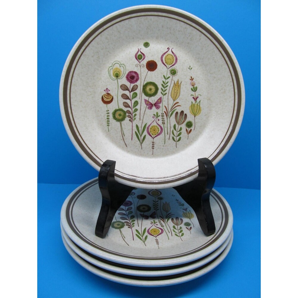 Lenox Temper Ware Sprite Set Of 4 Vintage Floral 6 3/8" Dessert Bread Plates VGC